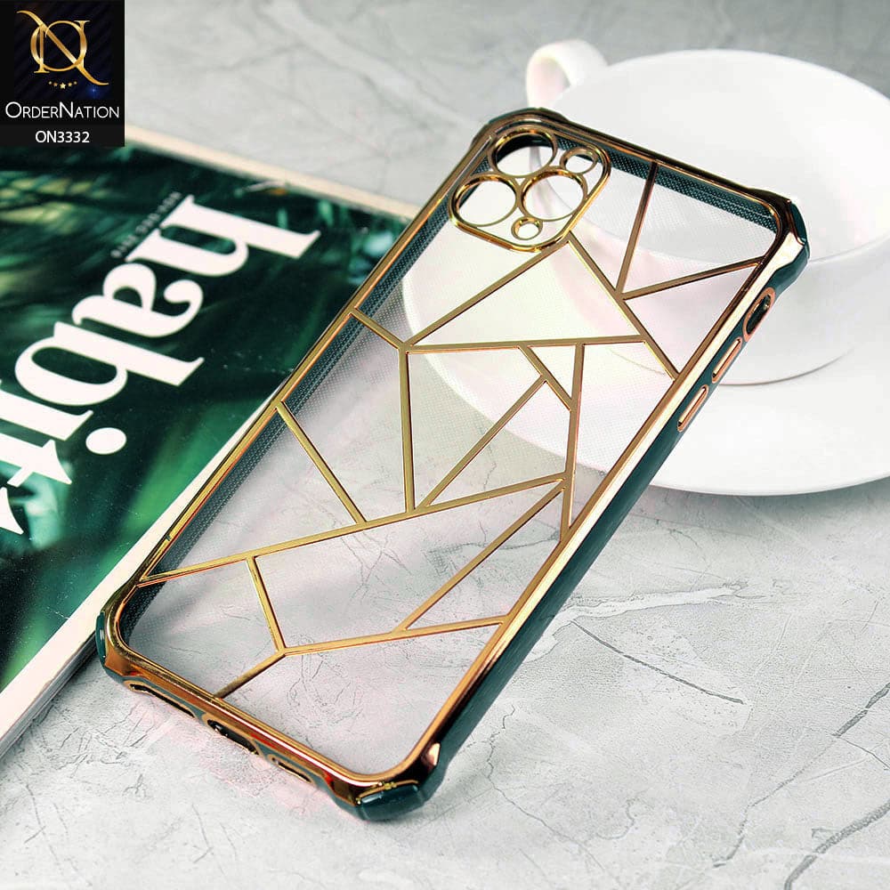 iPhone 11 Pro Max Cover - Green - Smart Mosaic Marble color Borders Transparent Soft Case