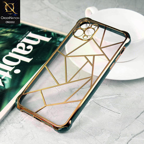 iPhone 11 Pro Max Cover - Green - Smart Mosaic Marble color Borders Transparent Soft Case