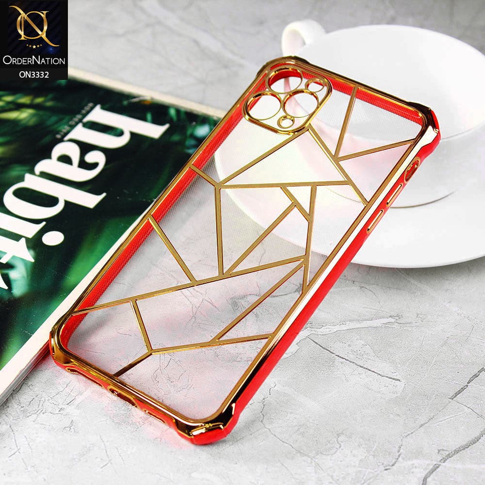 iPhone 11 Pro Cover - Red - Smart Mosaic Marble color Borders Transparent Soft Case