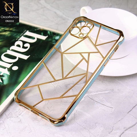 iPhone 11 Pro Max Cover - Sky Blue - Smart Mosaic Marble color Borders Transparent Soft Case