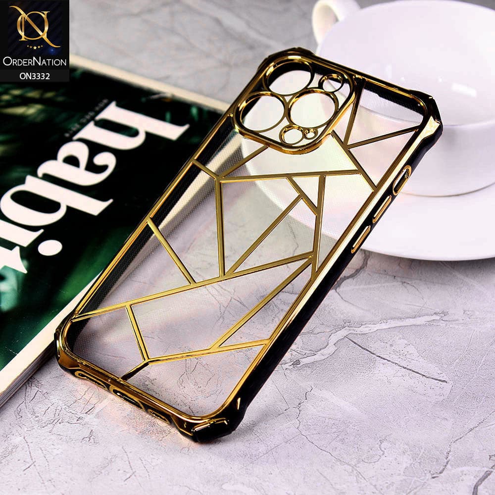 iPhone 12 Pro Max Cover - Black - Smart Mosaic Marble color Borders Transparent Soft Case