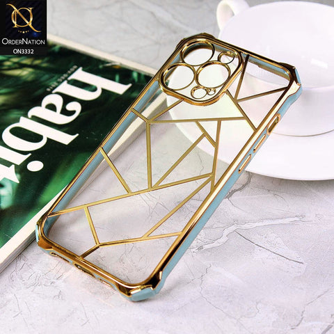 iPhone 12 Pro Max Cover - Sky Blue - Smart Mosaic Marble color Borders Transparent Soft Case