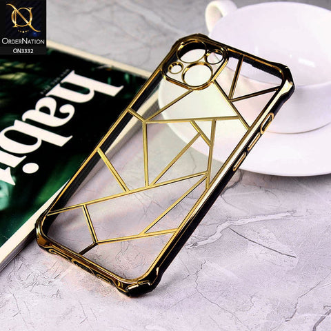 iPhone 13 Cover - Black - Smart Mosaic Marble color Borders Transparent Soft Case