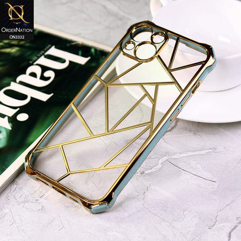 iPhone 13 Cover - Sky Blue - Smart Mosaic Marble color Borders Transparent Soft Case