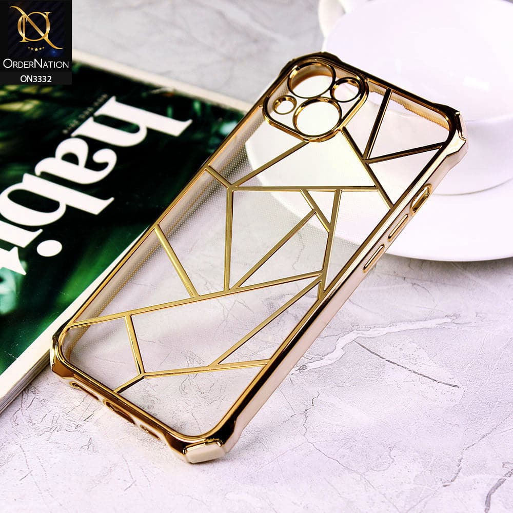 iPhone 13 Cover - White - Smart Mosaic Marble color Borders Transparent Soft Case