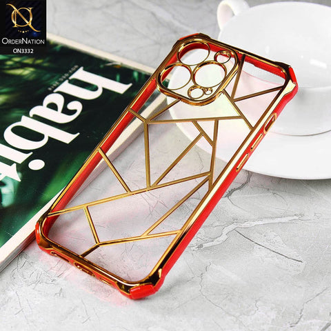 iPhone 13 Pro Cover - Red - Smart Mosaic Marble color Borders Transparent Soft Case