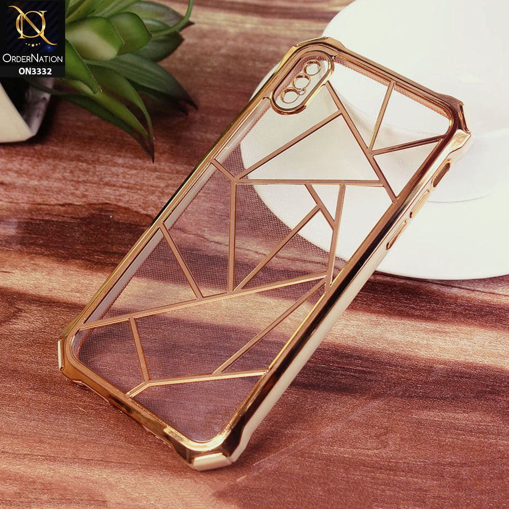 iPhone XS / X Cover - White -  Smart Mosaic Marble color Borders Transparent Soft Case