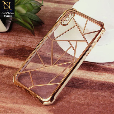 iPhone XS / X Cover - White -  Smart Mosaic Marble color Borders Transparent Soft Case