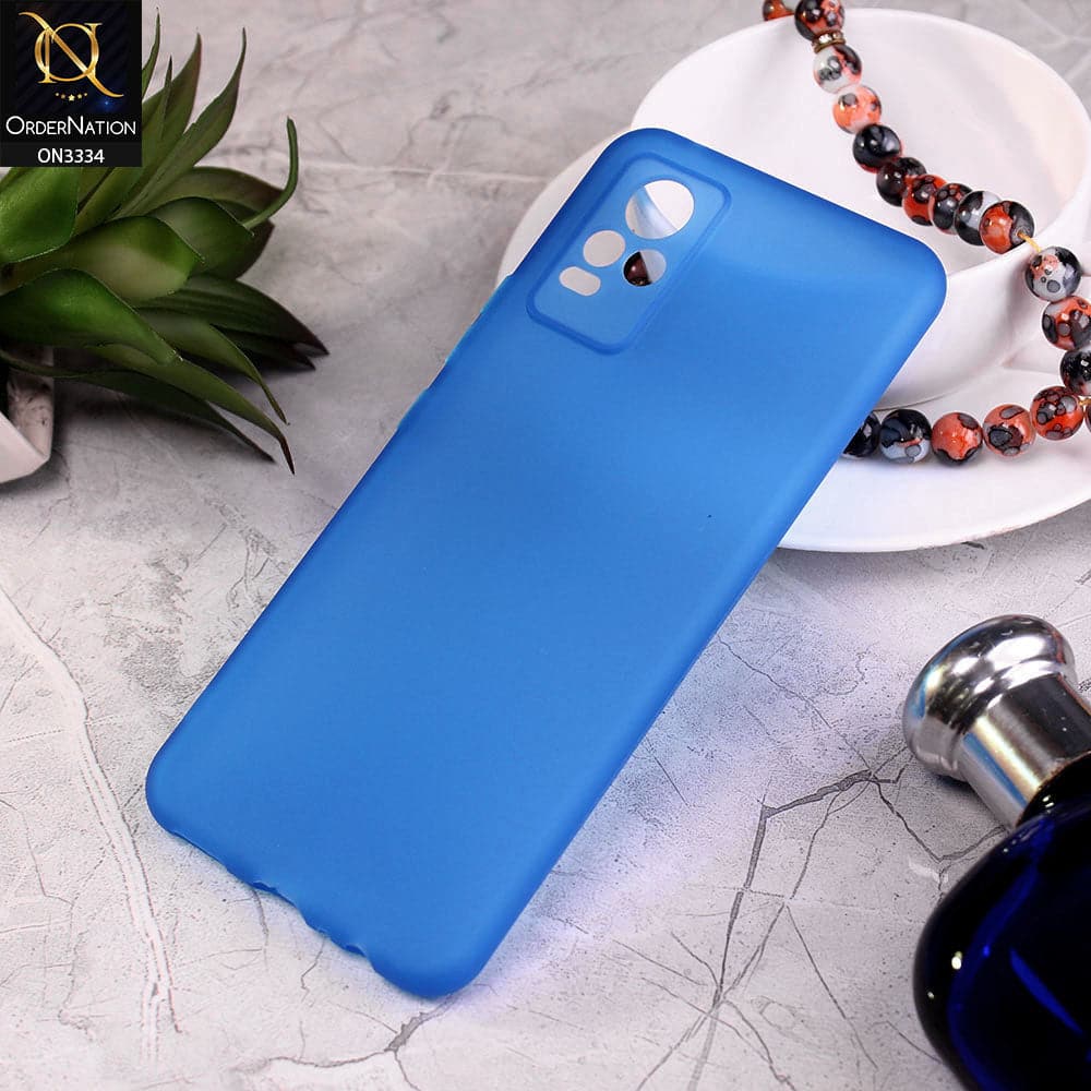 Vivo V21e Cover - Blue - New Style Soft Silicone Semi-Transparent Soft Case