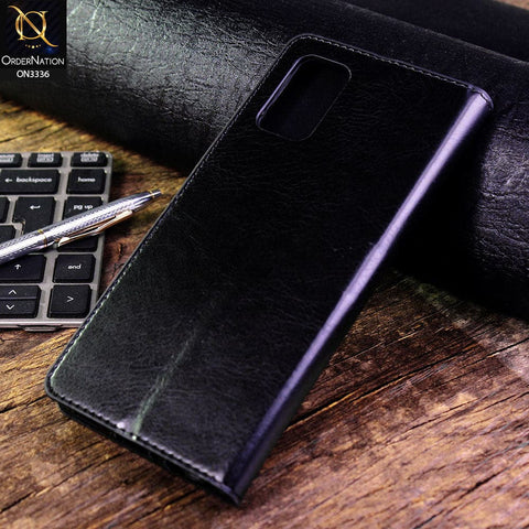Samsung Galaxy M02s Cover - Black - Rich Boss Leather Texture Soft Flip Book Case