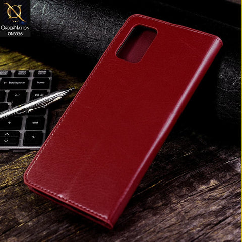 Samsung Galaxy M02s Cover - Red - Rich Boss Leather Texture Soft Flip Book Case