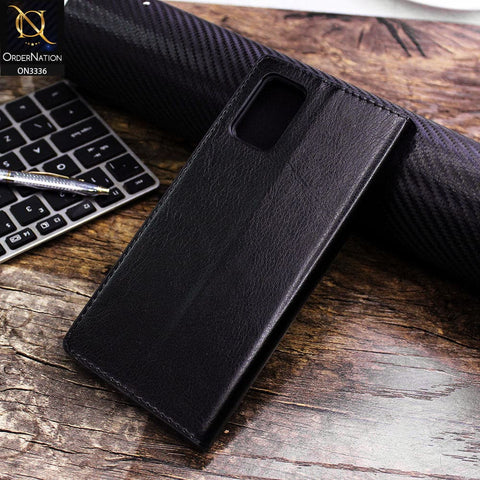 Samsung Galaxy M02s Cover - Black - Rich Boss Leather Texture Soft Flip Book Case