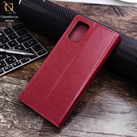 Samsung Galaxy A02s Cover - Red - Rich Boss Leather Texture Soft Flip Book Case