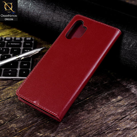 Samsung Galaxy A32 Cover - Red - Rich Boss Leather Texture Soft Flip Book Case