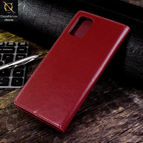 Samsung Galaxy A51 Cover - Red - Rich Boss Leather Texture Soft Flip Book Case