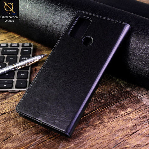 Oppo A53s Cover - Black - Rich Boss Leather Texture Soft Flip Book Case