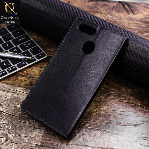 Oppo A11k Cover - Black - Rich Boss Leather Texture Soft Flip Book Case