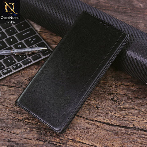 Xiaomi Redmi 9C Cover - Black - Rich Boss Leather Texture Soft Flip Book Case
