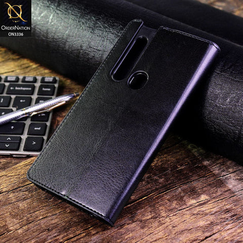 Tecno Camon 15 Pro Cover - Black - Rich Boss Leather Texture Soft Flip Book Case