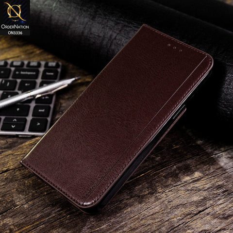 Samsung Galaxy A52s 5G Cover - Dark Brown - Rich Boss Leather Texture Soft Flip Book Case