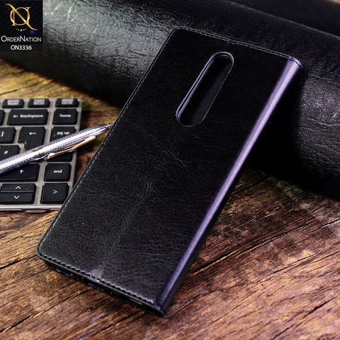 Oppo F11 Pro Cover - Black - Rich Boss Leather Texture Soft Flip Book Case