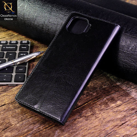 Oppo Reno 4F Cover - Black - Rich Boss Leather Texture Soft Flip Book Case