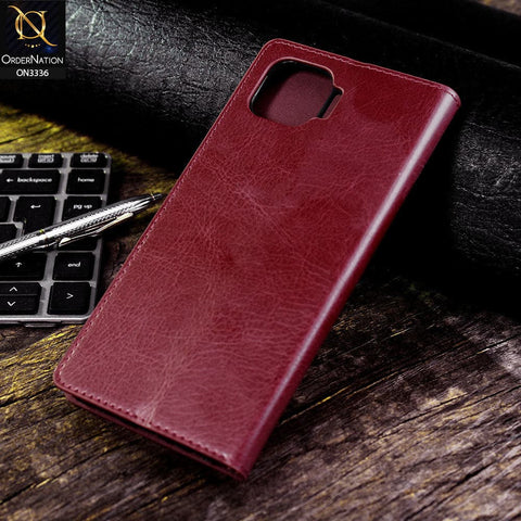 Oppo F17 Pro Cover - Red - Rich Boss Leather Texture Soft Flip Book Case