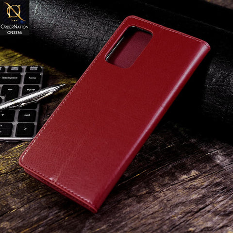 Oppo A95 4G Cover - Red - Rich Boss Leather Texture Soft Flip Book Case