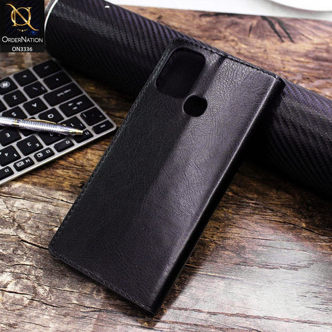 Infinix Hot 10 Play Cover - Black - Rich Boss Leather Texture Soft Flip Book Case