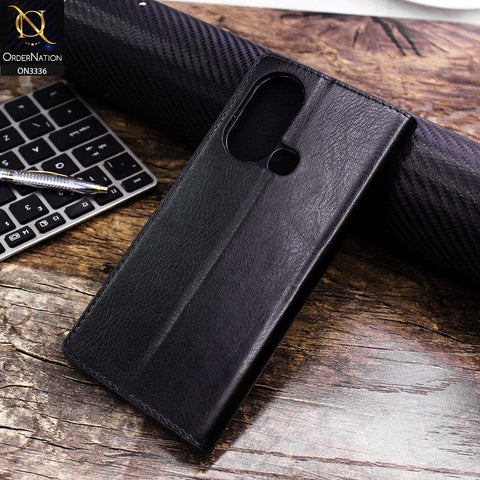 Infinix Hot 11s Cover - Black - Rich Boss Leather Texture Soft Flip Book Case