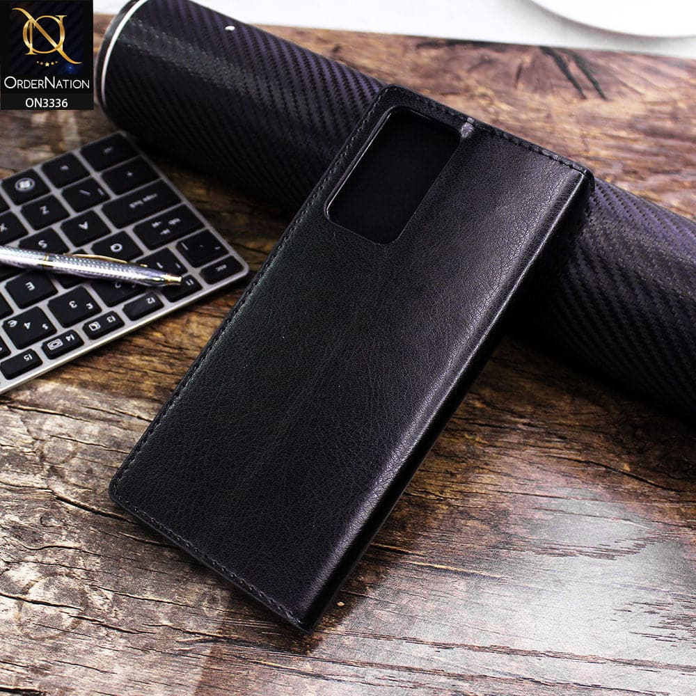 Infinix Note 11 Cover - Black - Rich Boss Leather Texture Soft Flip Bo ...