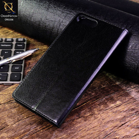 iPhone 8 Plus / 7 Plus Cover - Black - Rich Boss Leather Texture Soft Flip Book Case