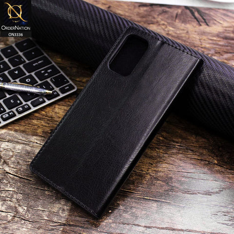 Samsung Galaxy M52 5G Cover - Black - Rich Boss Leather Texture Soft Flip Book Case