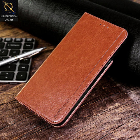 Samsung Galaxy S21 5G Cover - Mustard - Rich Boss Leather Texture Soft Flip Book Case