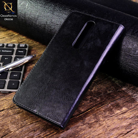 Nokia 3.1 Plus Cover - Black - Rich Boss Leather Texture Soft Flip Book Case