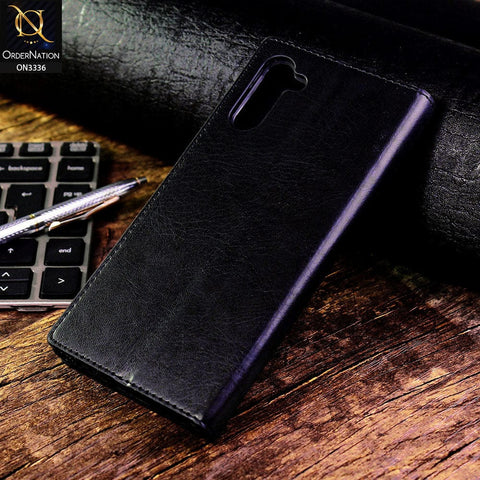 Samsung Galaxy Note 10 Cover - Black - Rich Boss Leather Texture Soft Flip Book Case