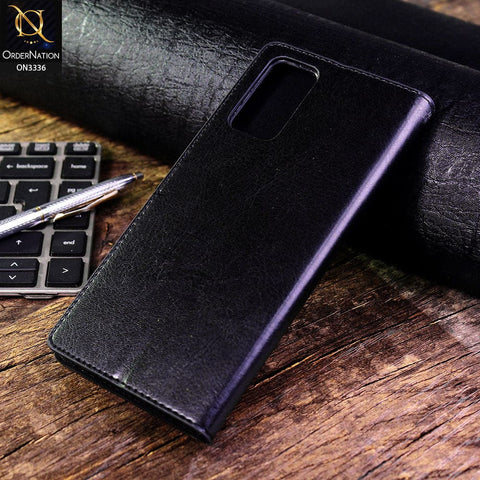 Samsung Galaxy Note 20 Cover - Black - Rich Boss Leather Texture Soft Flip Book Case