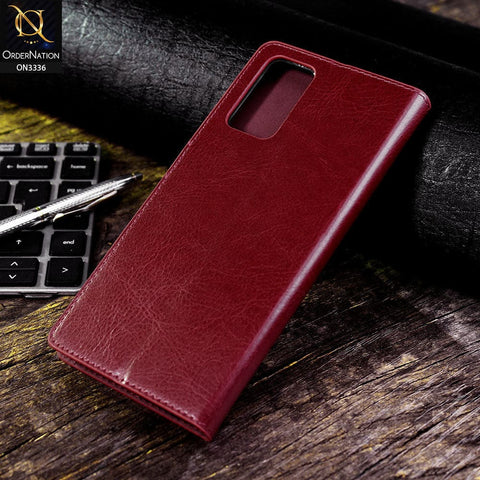 Samsung Galaxy Note 20 Cover - Red - Rich Boss Leather Texture Soft Flip Book Case