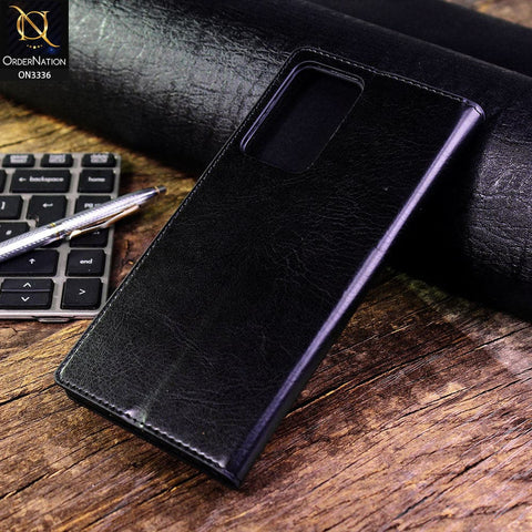 Samsung Galaxy Note 20 Ultra Cover - Black - Rich Boss Leather Texture Soft Flip Book Case