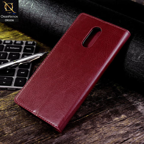 OnePlus 7 Cover - Red - Rich Boss Leather Texture Soft Flip Book Case