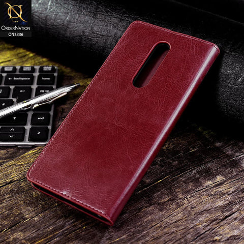 OnePlus 8 4G Cover - Red - Rich Boss Leather Texture Soft Flip Book Case