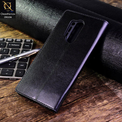 OnePlus 8 Pro Cover - Black - Rich Boss Leather Texture Soft Flip Book Case