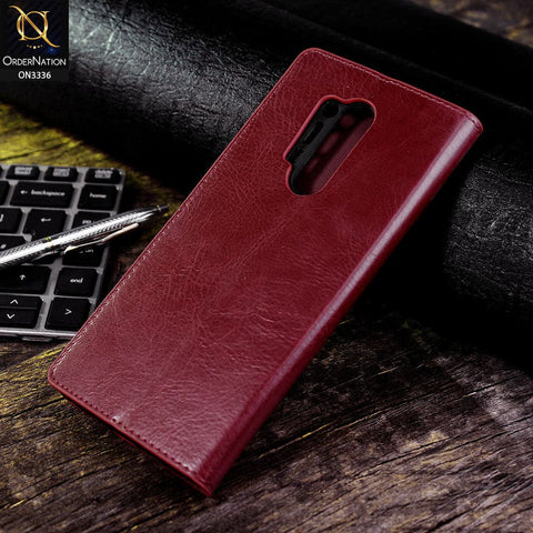 OnePlus 8 Pro Cover - Red - Rich Boss Leather Texture Soft Flip Book Case