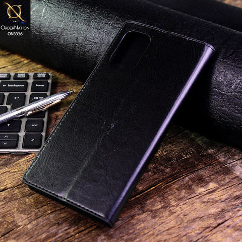 OnePlus 8T Cover - Black - Rich Boss Leather Texture Soft Flip Book Case