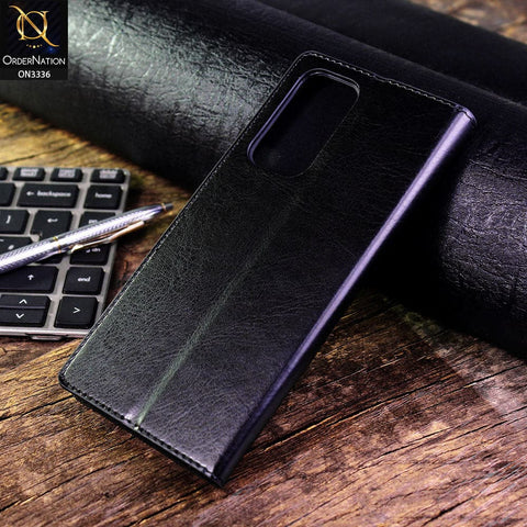 OnePlus 9 Pro Cover - Black - Rich Boss Leather Texture Soft Flip Book Case