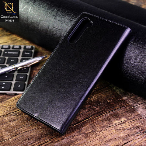 OnePlus Nord Cover - Black - Rich Boss Leather Texture Soft Flip Book Case