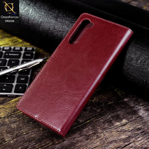 OnePlus Nord Cover - Red - Rich Boss Leather Texture Soft Flip Book Case