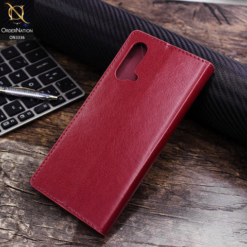OnePlus Nord CE 5G Cover - Red - Rich Boss Leather Texture Soft Flip Book Case