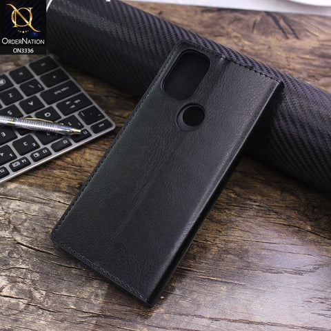 OnePlus Nord N10 Cover - Black - Rich Boss Leather Texture Soft Flip Book Case
