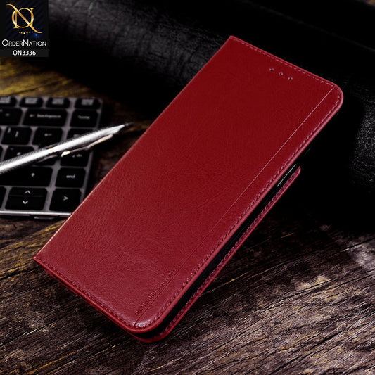 Xiaomi Redmi K40 Cover - Red - Rich Boss Leather Texture Soft Flip Book Case